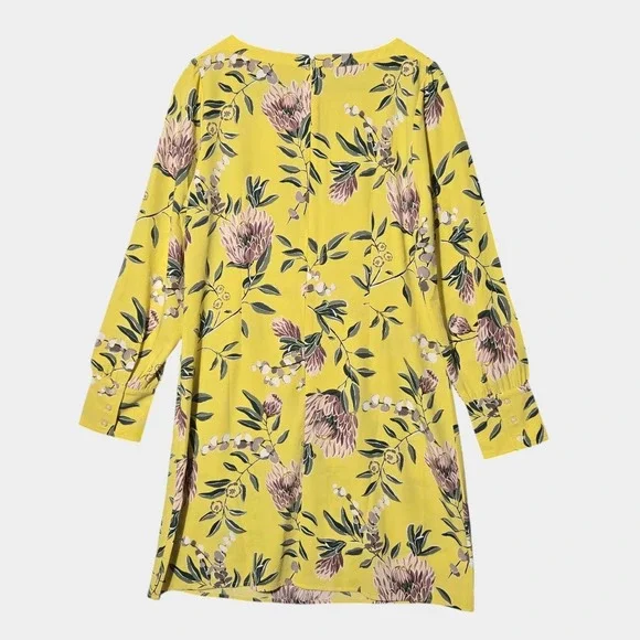 LOFT Boatneck Floral Shift Dress Yellow 10 Cottagecore Spring Garden Brunch NWT - Picture 5 of 12